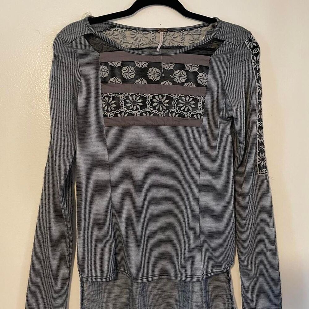 Poof Women's Grey and Blue Blouse, Boho,Whimsigoth, Romantic,lagenlook